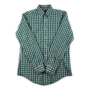 Brooks Brothers Regent Non-Iron Supima Cotton Gingham‎ Shirt Green White Mens M